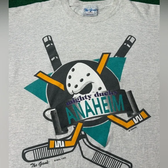 Vintage 90s Anaheim Mighty Ducks Movie Promo 1993 Mens XL Boxy Hockey T Shirt Men